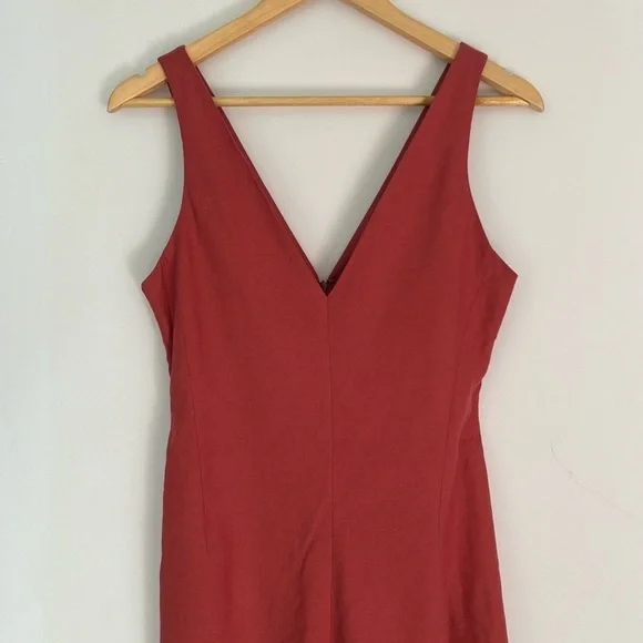 Theory linen blend  Tadayon Stretch Midi Dress V-
Neck Sz 2 - Picture 2 of 11